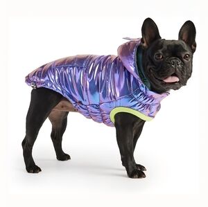 GF Pet Recylced Parka Dog Coat, Iridescent, XL for dogs up to 40lb